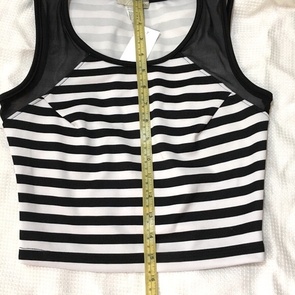 2 piece set - black and white striped crop top and midi skirt with mesh - small - Picture 7 of 16